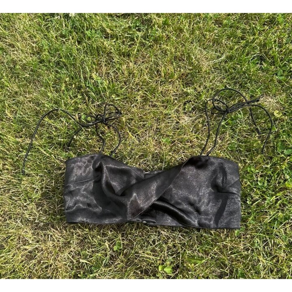 Twist Satin Strappy Bandeau Top